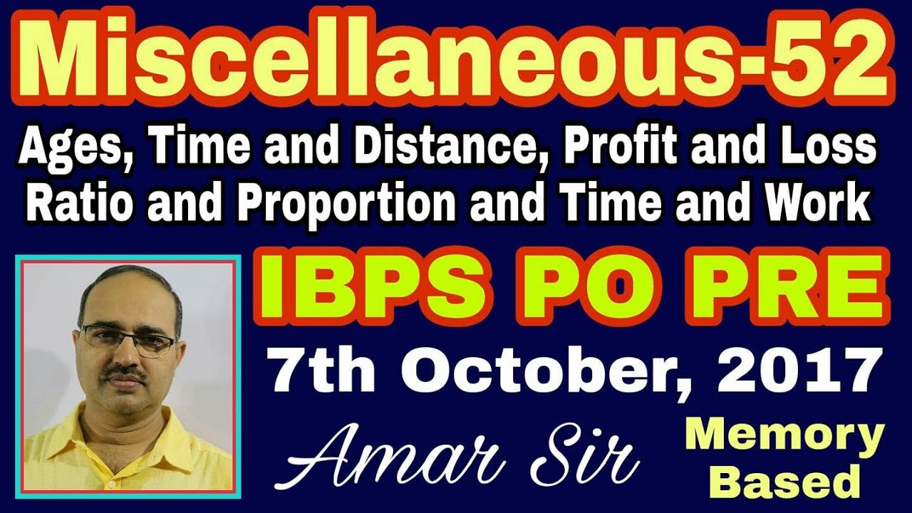 Miscellaneous Questions-52: IBPS PO PRE-07-10-2017 #Amar Sir