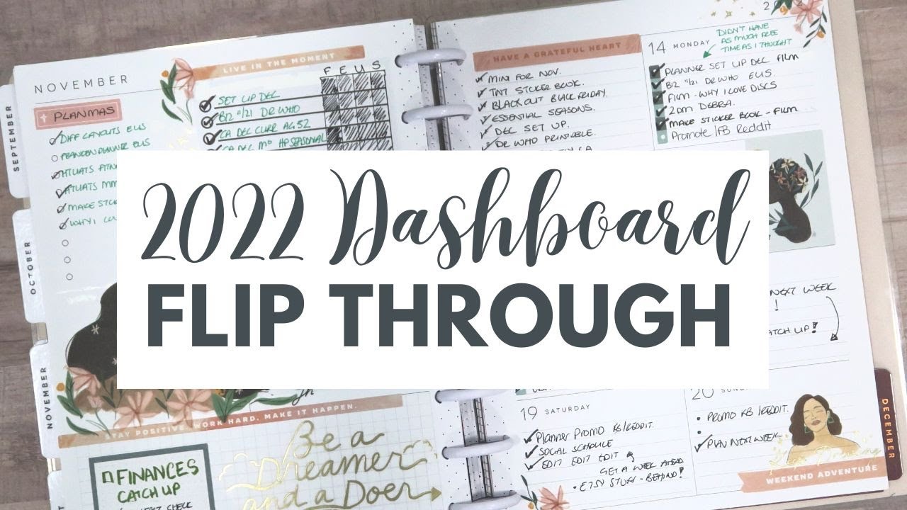 FLIP THROUGH 2022 DASHBOARD PLANNER - HAPPY PLANNER LAYOUTS
