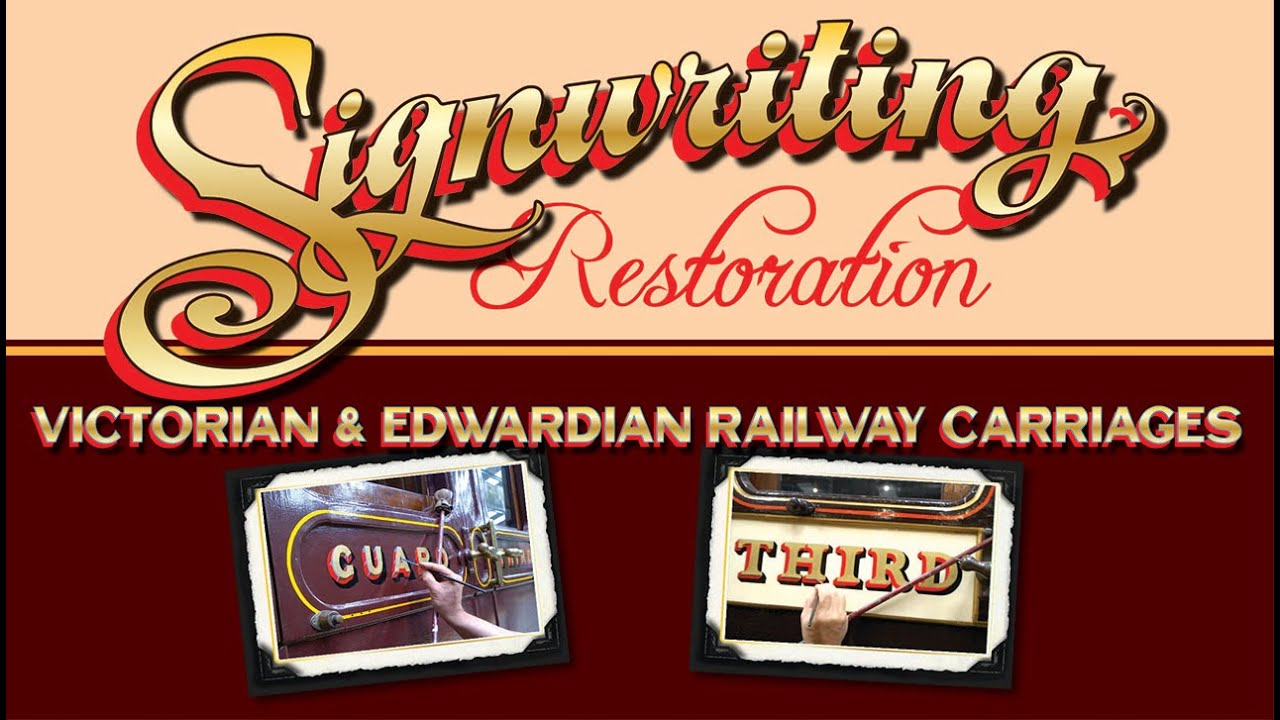 Реставрация и роспись вывесок на старинных железнодорожных вагонах.