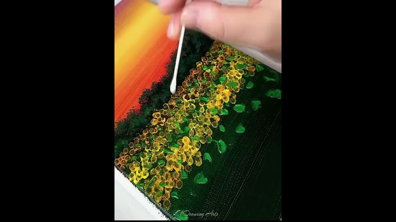 Capturing the Serenity: Sunflower Field in Sunset Acrylic Painting Tutorial 🌻🌅