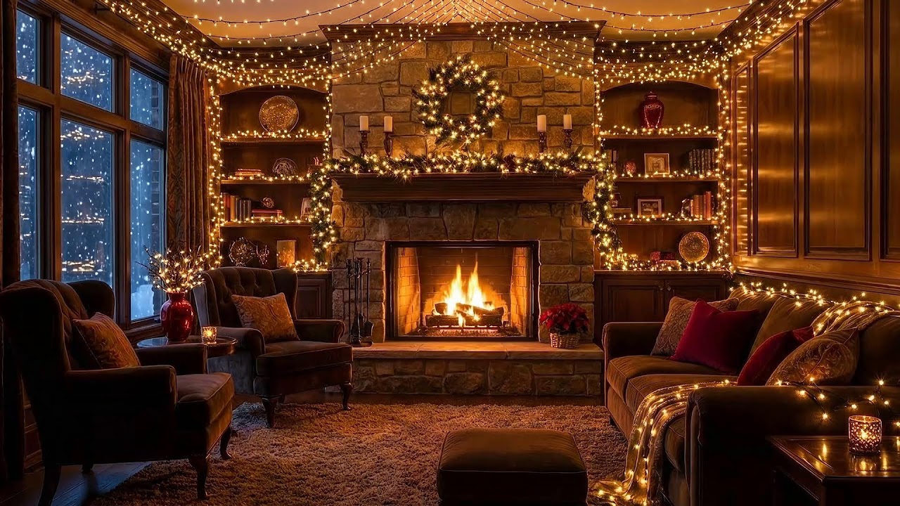 Fireplace Live Stream 24/7 in 4K 🔥 Relaxing Ambient Music & Cozy Room Visuals