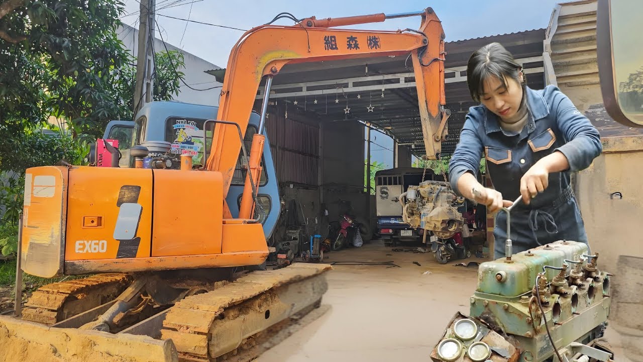 A gifted girl repairs a 35kW generator with damaged internal gears.