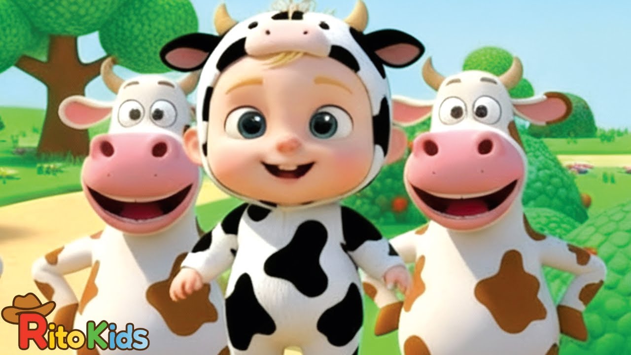 🎶 ¡5 Vaquitas Saltando! 🐄 Canciones Infantiles de Conteo | Rimas Clásicas para Bebés y Niños
