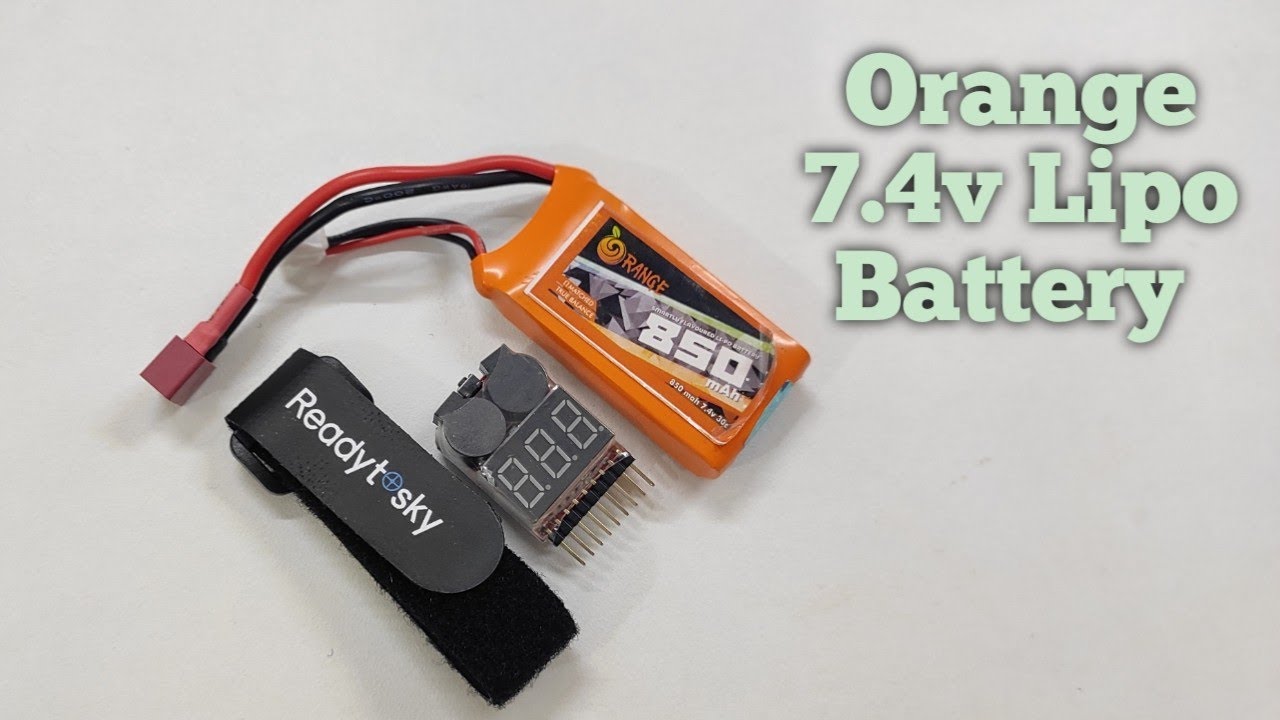 Orange 7.4V Lipo Battery and it's accessories