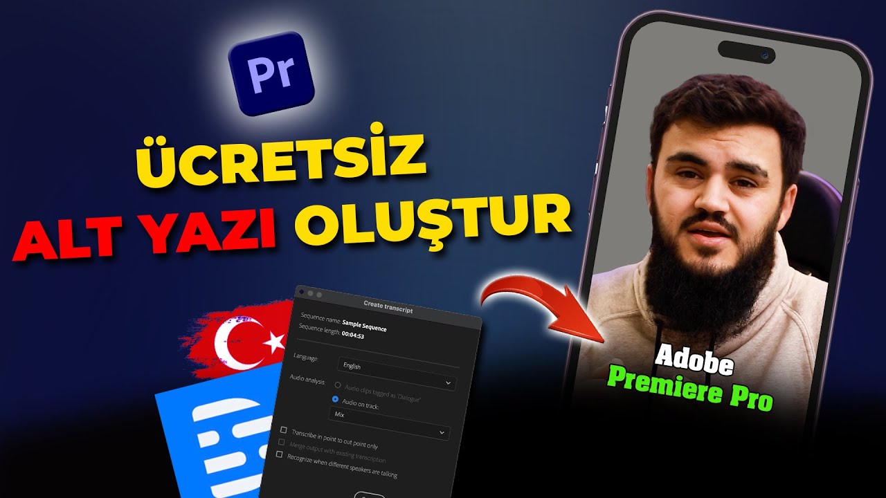 Premiere Pro Otomatik T&uuml;rk&ccedil;e Altyazı Ekleme | TAMAMEN &Uuml;CRETSİZ 🔥
