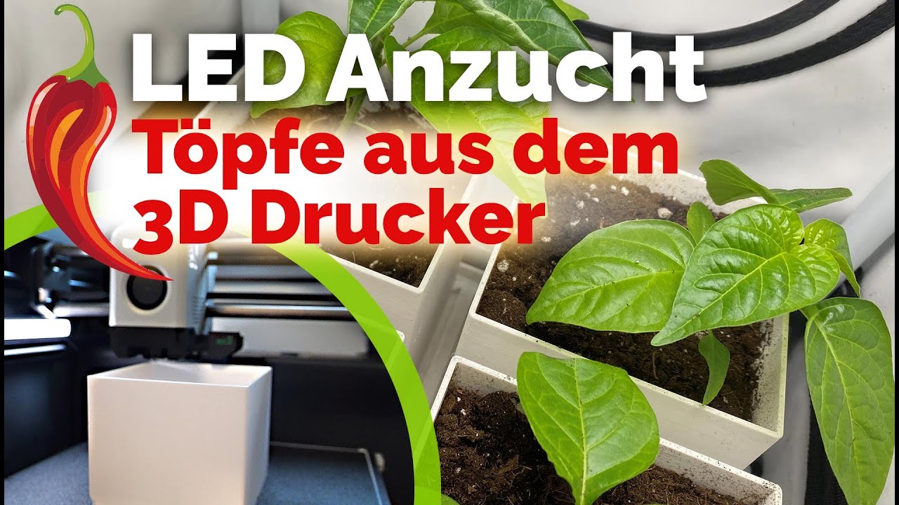 Chili Grow mit LEDs: 3D gedruckte Töpfe für die Mini Growbox