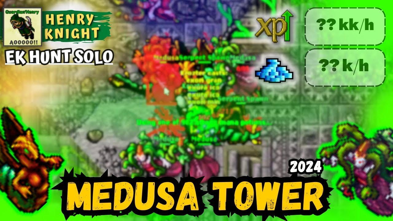 Tibia - Knight Level 229 Hunt Solo MEDUSA TOWER | Ek Hunt Solo #191