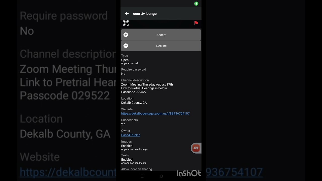Tim Creason of Virginia stalking Ronen's Zoom meeting and court case on Zello