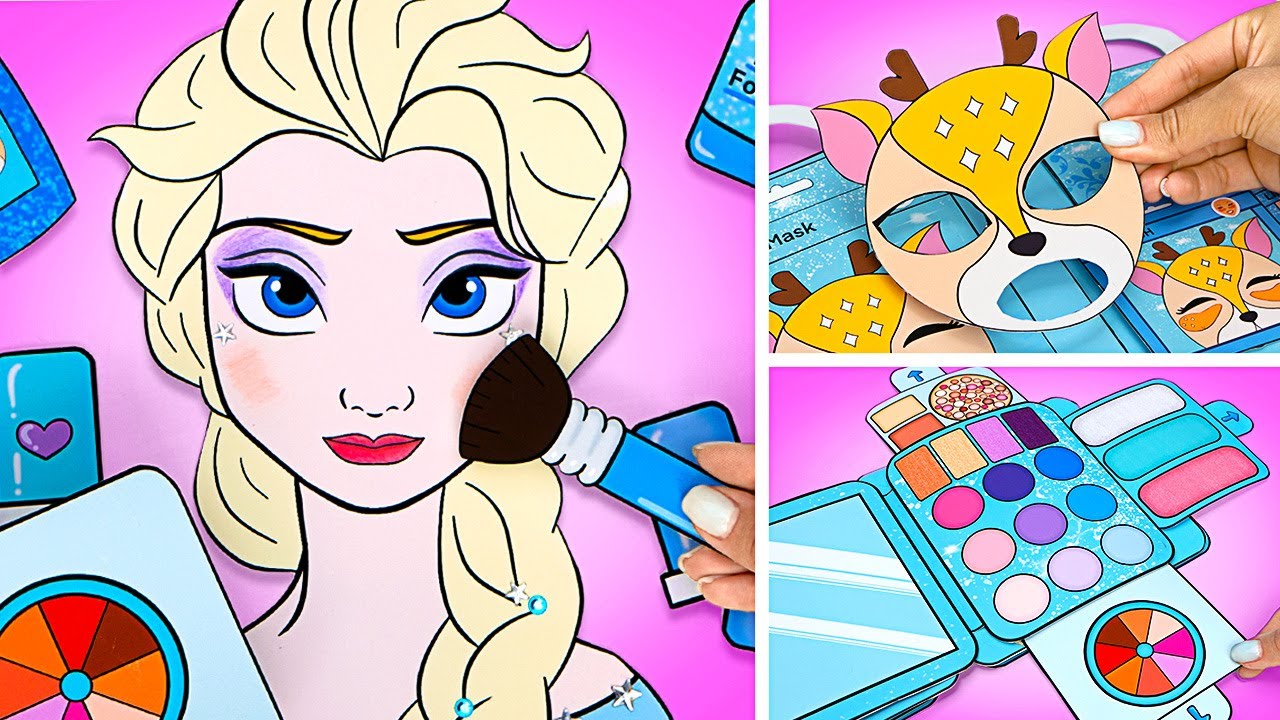 Fazendo um Estojo de Beleza com Papel para a Elsa || Maquiagem Divertida e DIY!