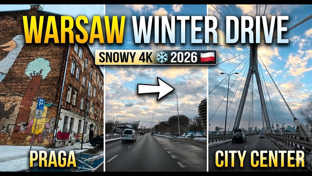 Warsaw Winter Drive 2026 🇵🇱 | Praga to City Center [Snowy 4K]