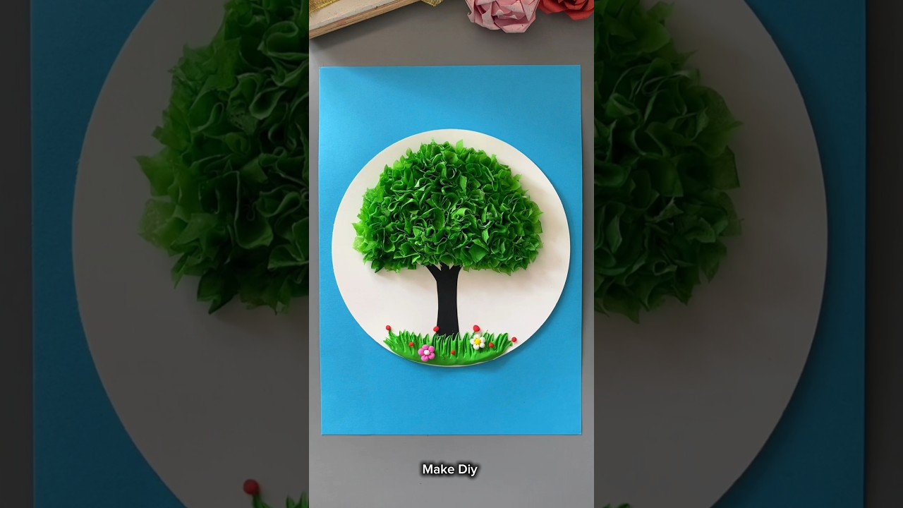 How to Make Easy Paper Tree Wall Hanging 🌳 | DIY Tissue Paper Tree Craft | Home Decoration Idea