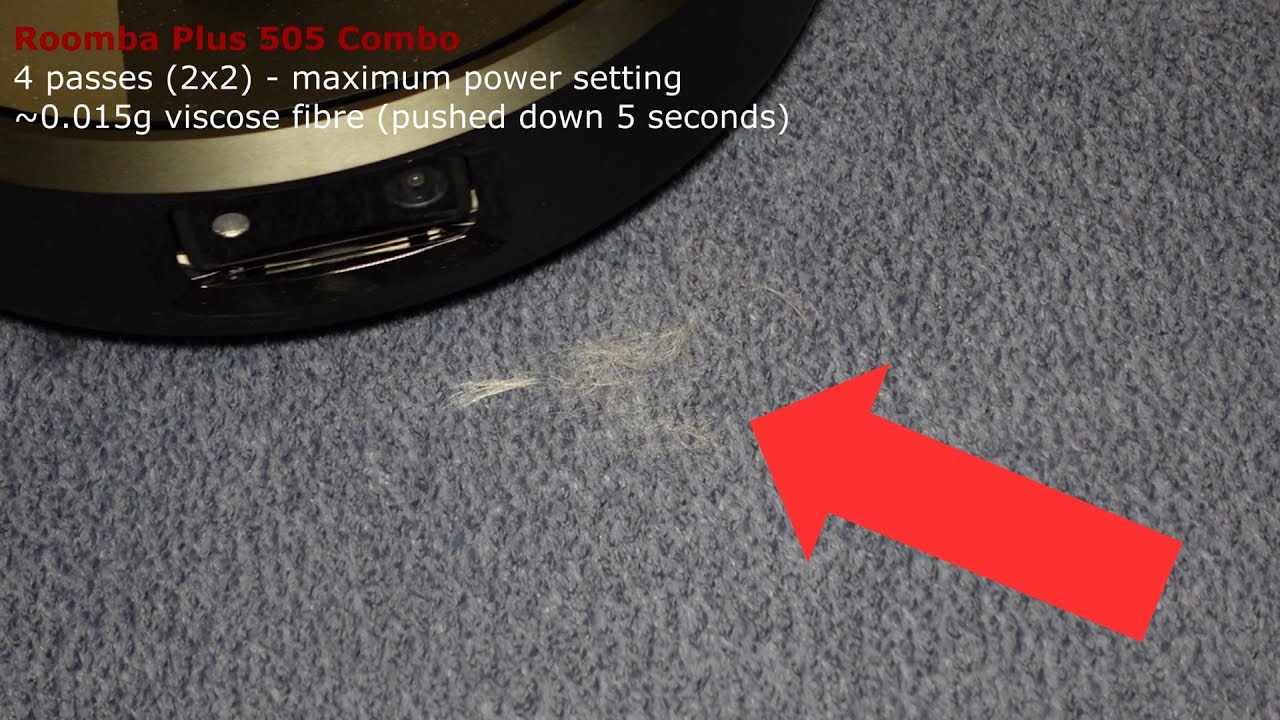 iRobot Roomba Plus 505 Combo - fibre pickup test - vs Roomba S9 and 10 Max
