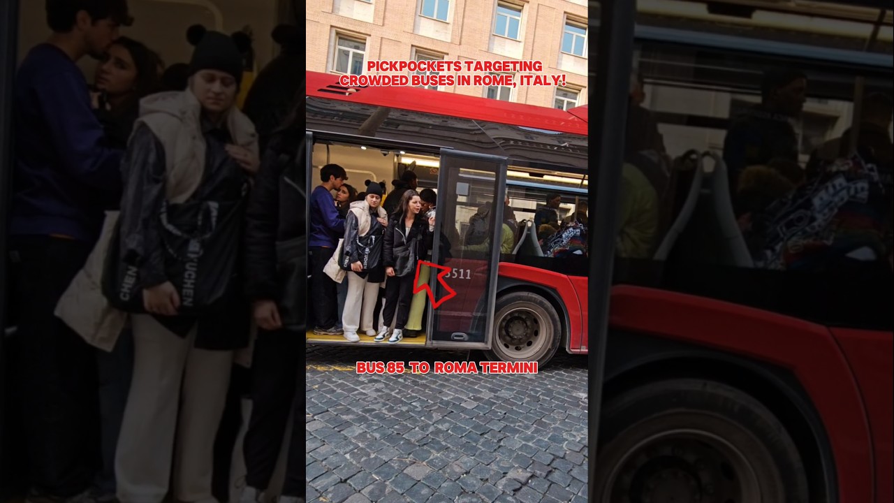🔴ATTENTION TRAVELERS: Pickpockets targeting crowded buses in Rome Italy! Stay Vigilant! #Viral #Tips