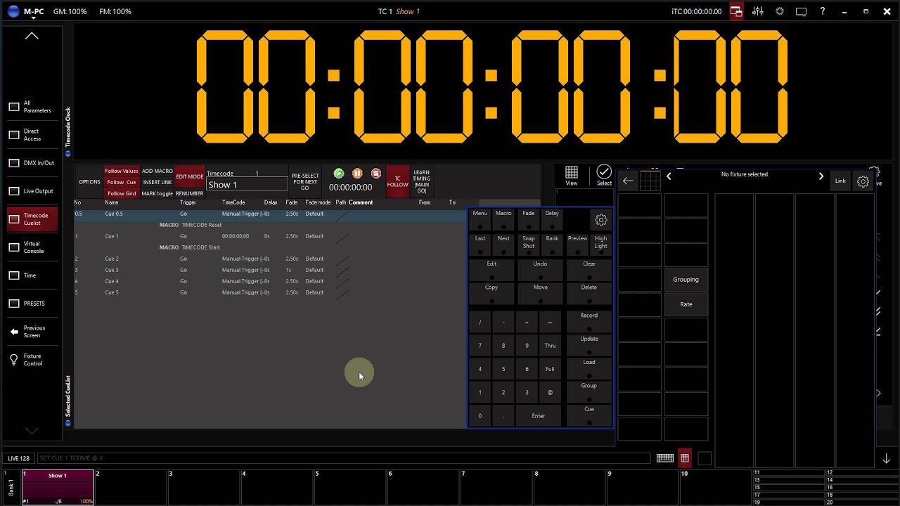 M-Series media player start sync with timecode cuelist