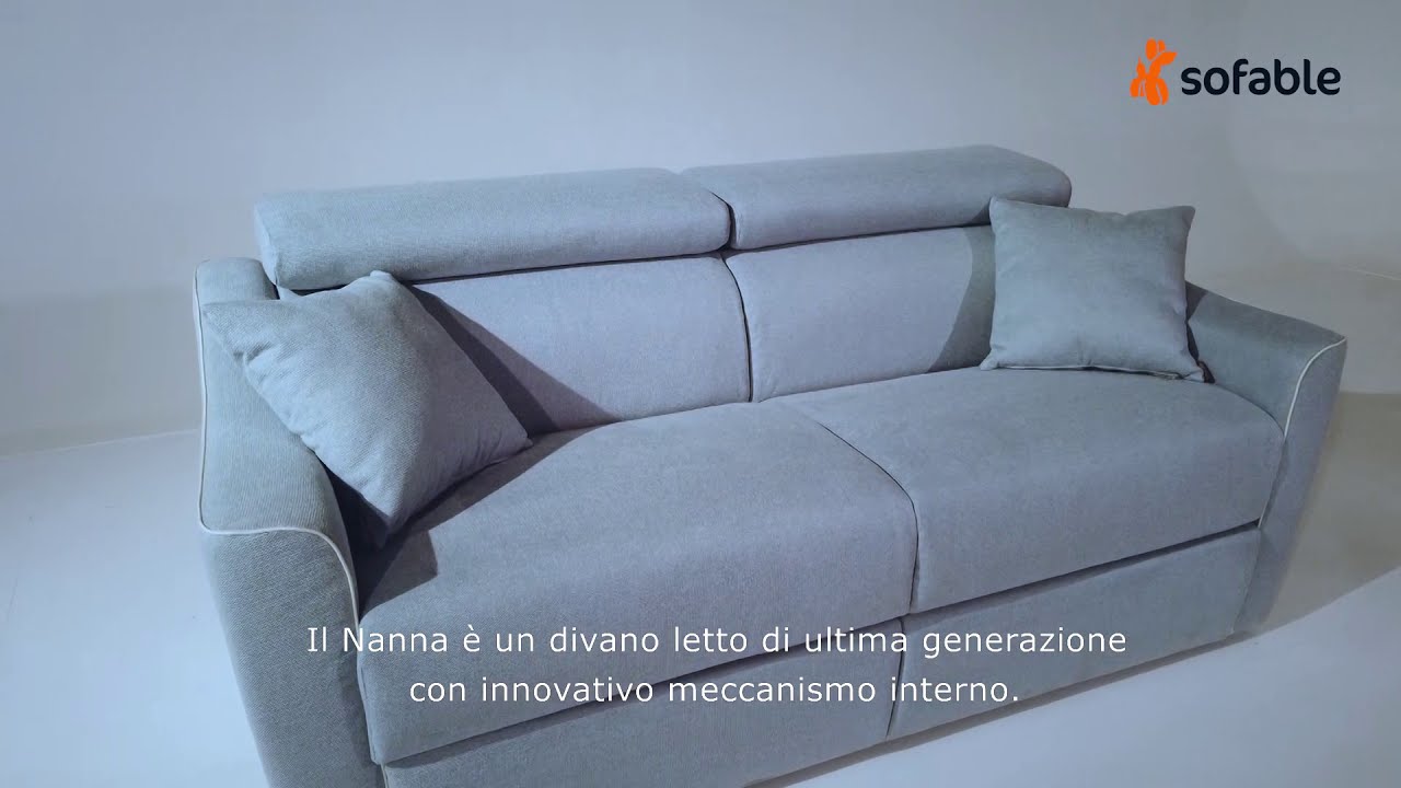 Nanna - Divano letto con materasso alto 20 cm e comodi poggiatesta reclinabili