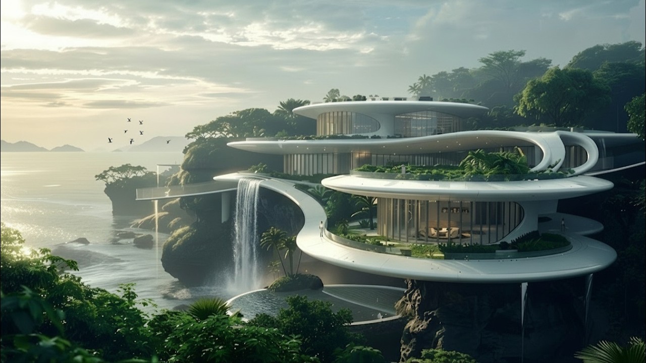 Inside a $120M Futuristic Ocean Cliff Mansion | Luxury House Tour