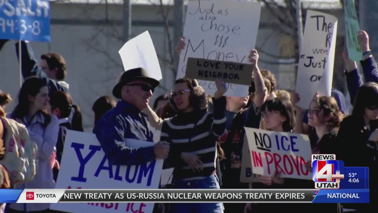 Demonstrators protest Customs & Border Patrol's presence at BYU