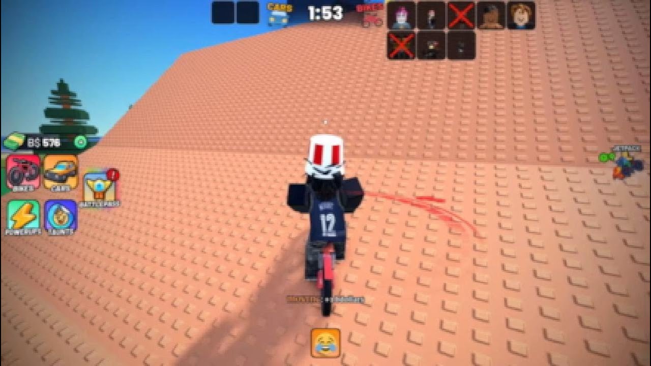 Trying not to get run over!(roblox car vs bikes)