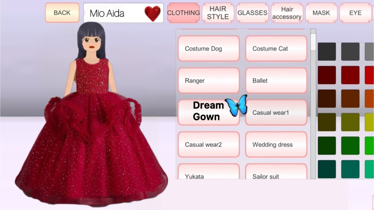 Mio Aida new Princess gown | Easy Tutorial | Sakura School Simulator 🎀| Party Dress | Dream Dress 💖