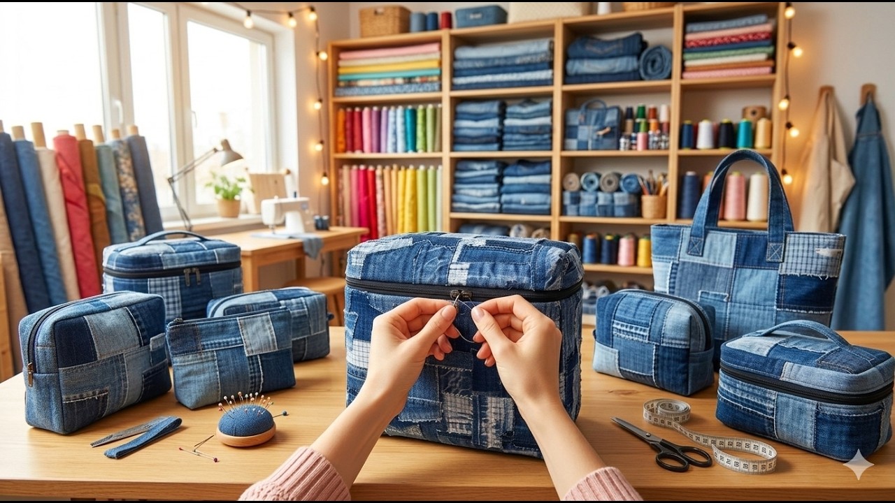 Никто не догадается из чего и для чего это сшито! DIY Denim! Upcycling!