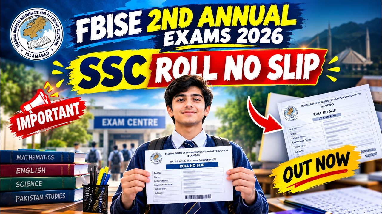 FBISE SSC Roll No Slip 2026 | 2nd Annual Exams | Download Now