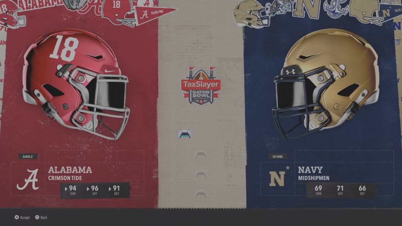Alabama vs Navy 2030 Gator Bowl AI vs AI