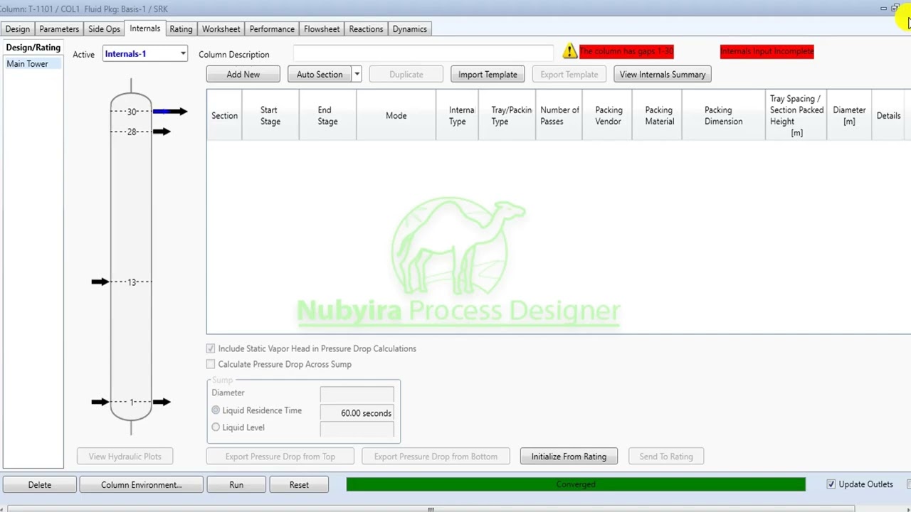 Columns Hydraulic Tray Design with Aspen HYSYS