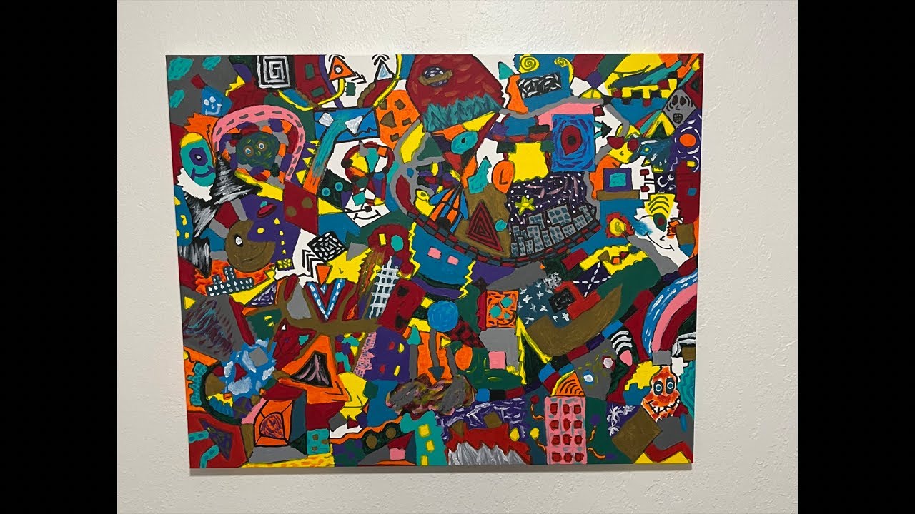 Watch Me Paint A Chaotic Detailed Acrylic Painting - Doodle Art Contemporary Painting Livestream!