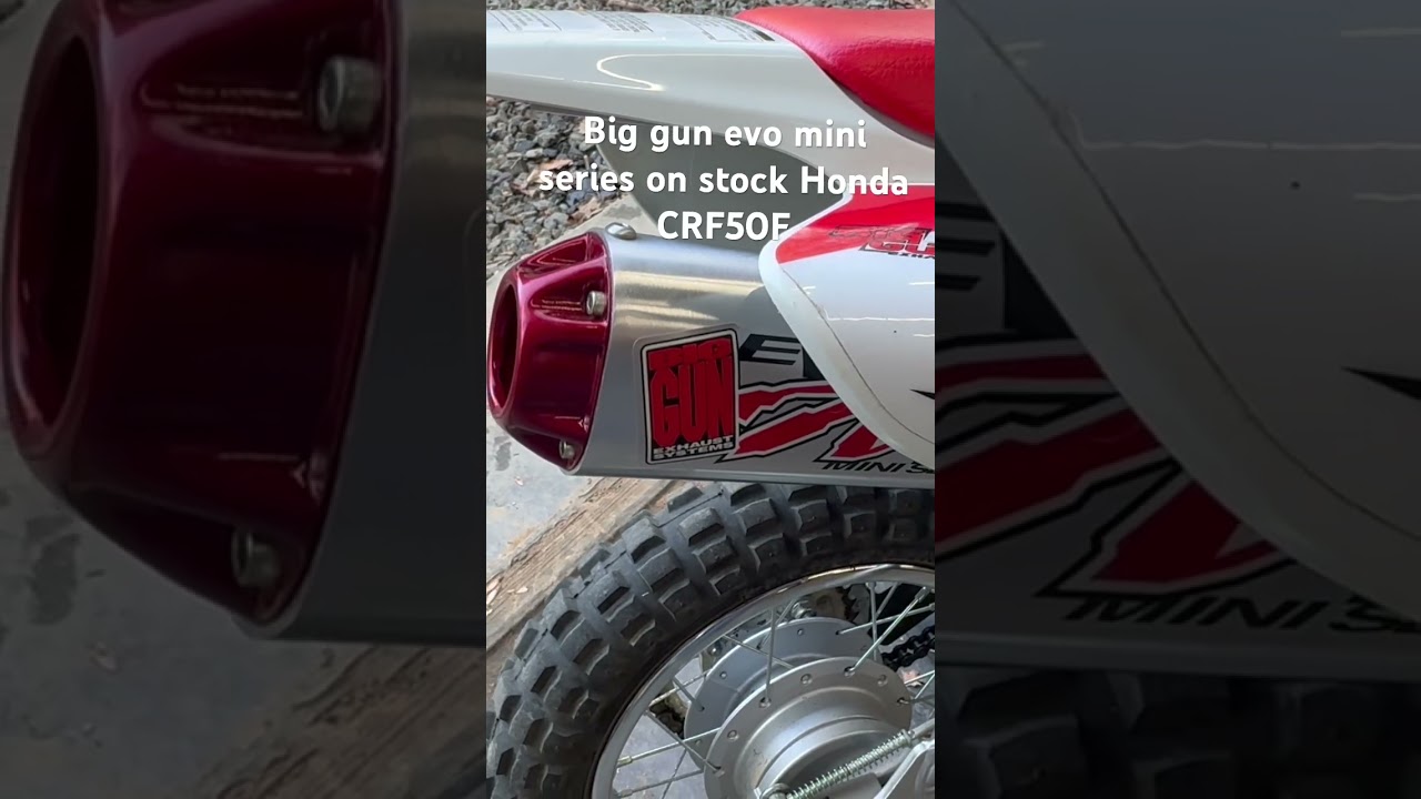 Honda crf50 big gun exhaust with moose racing air filter #biggun #pitbike #fasterminis #viralvideo