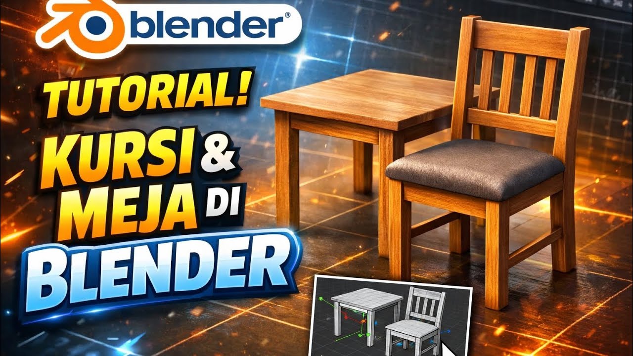 tutorial cara membuat kursi, meja 3D mudah. blender pemula