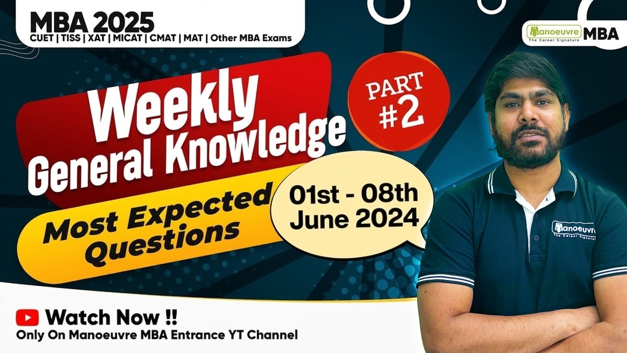 MBA Entrance CMAT | XAT | Others 2025 Weekly GK Most Expected Question Part 2