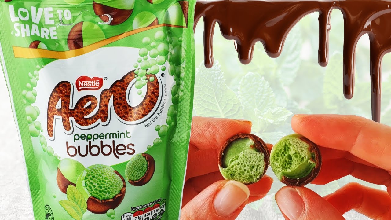AerO Bubbles | Peppermint Chocolate Bubbles 92g Bag | ASMR Food Review | ASMR Presentation & Opening
