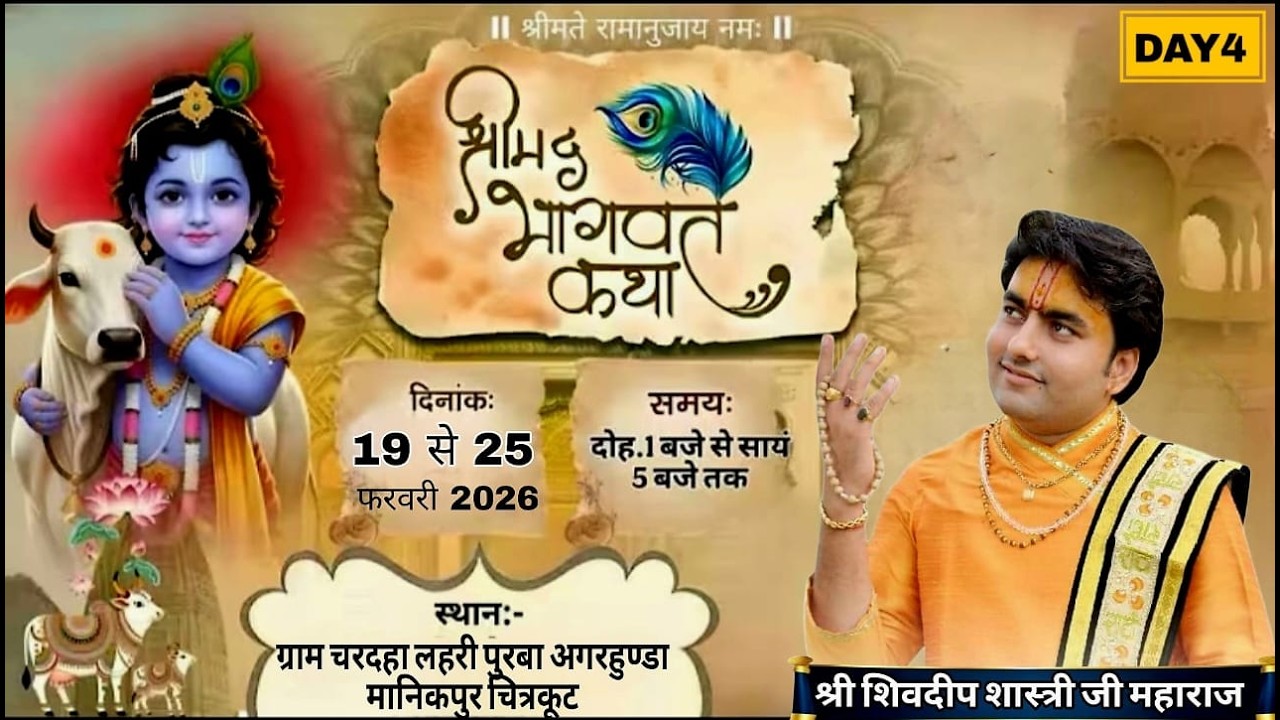 #D.live DAY 04 . श्रीमद भागवत कथा. श्री शिवदीप शास्त्री जी महाराज [ ग्राम चरदहा . चित्रकूट ]