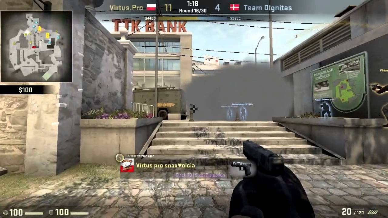 de_overpass A-site Pistol Rush by Virtus.pro vs Dignitas