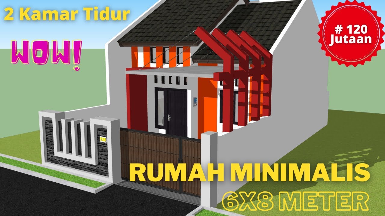 Desain Rumah Minimalis 6x8 Meter | 2 Kamar Tidur