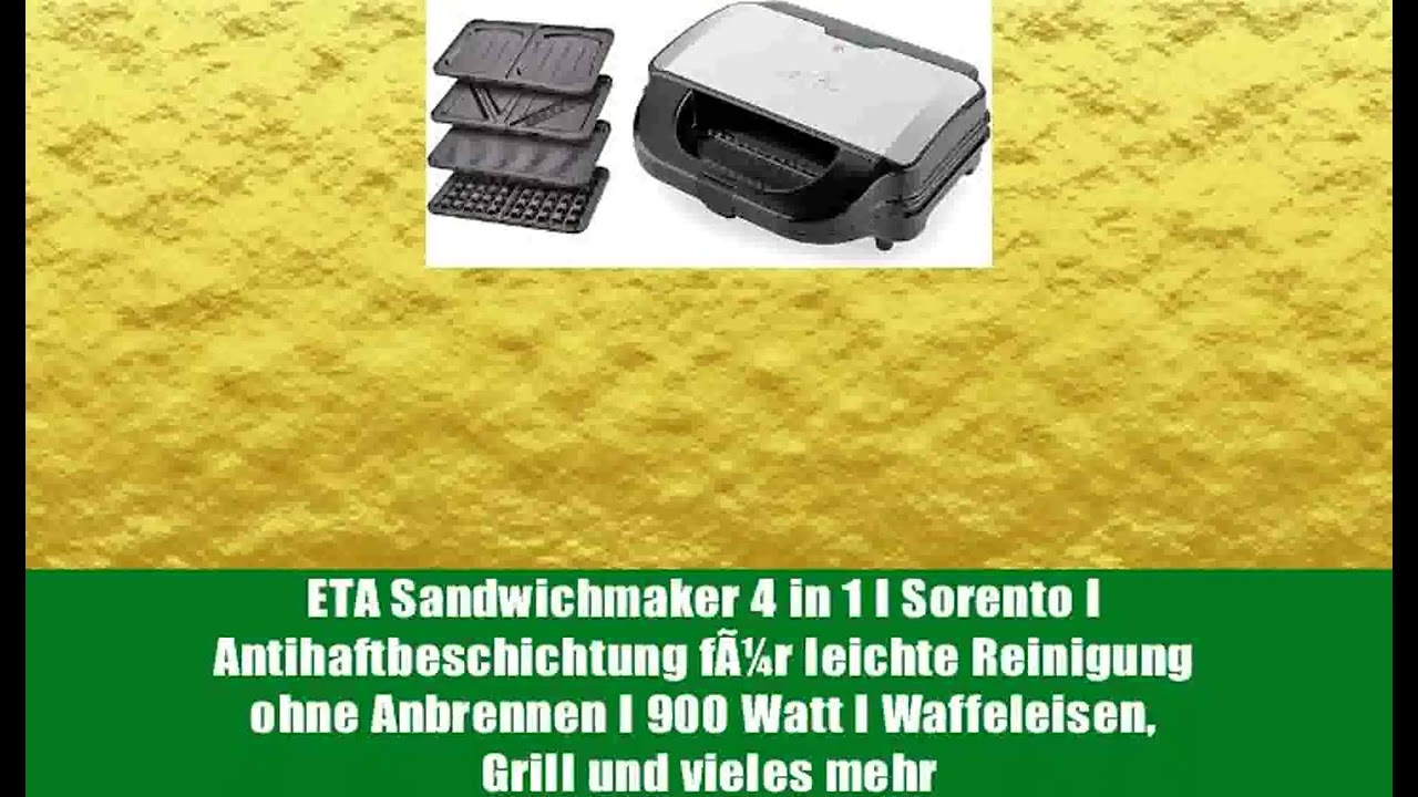 ETA Sandwichmaker 4 in 1 I Sorento I Antihaftbeschichtung fÃ¼r leichte Reinigung ohne Anbrennen I