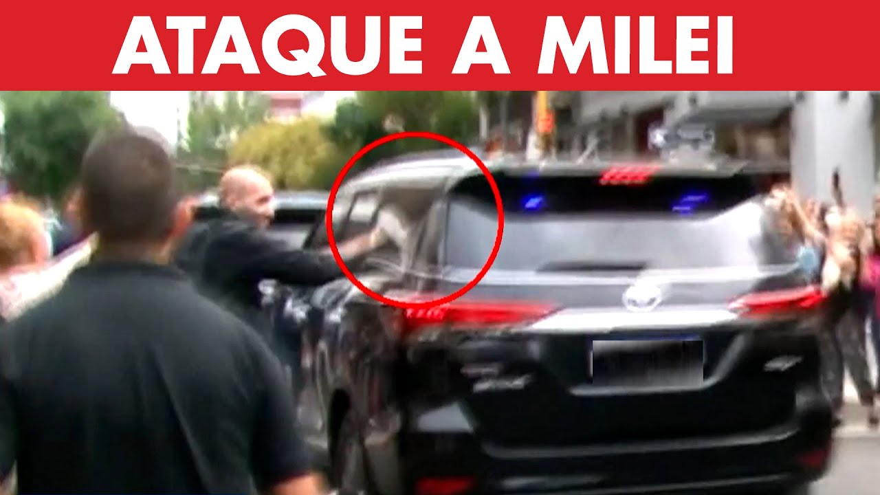 El momento en que atacaron la camioneta de Javier Milei en Mar del Plata