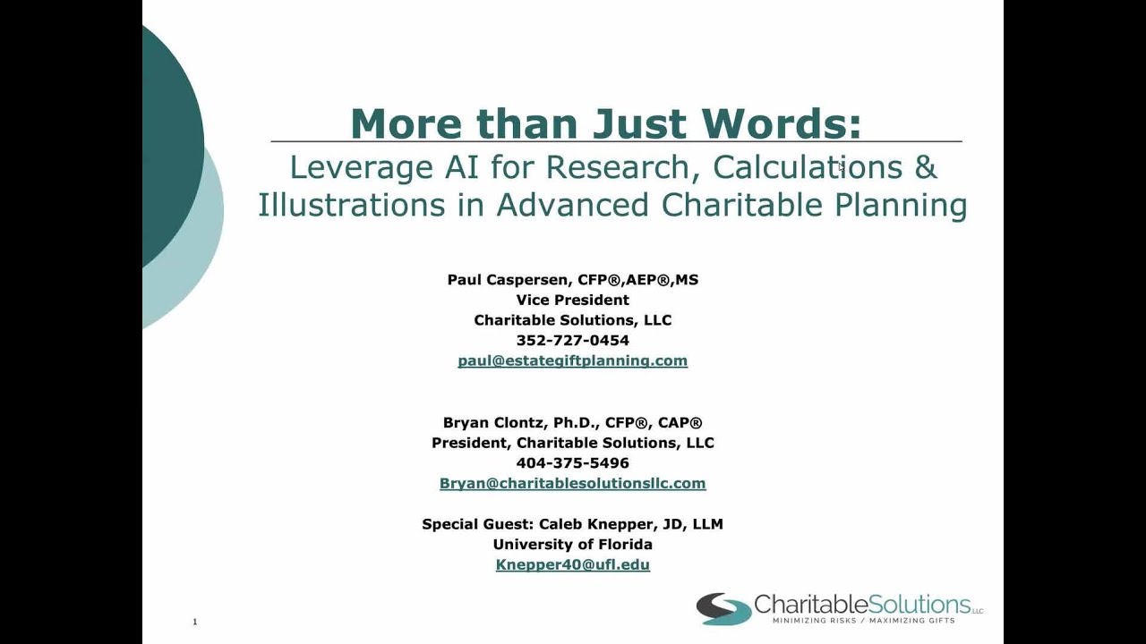 Leveraging AI for Research, Calculations & Illustrations in Advanced Charitable Planning