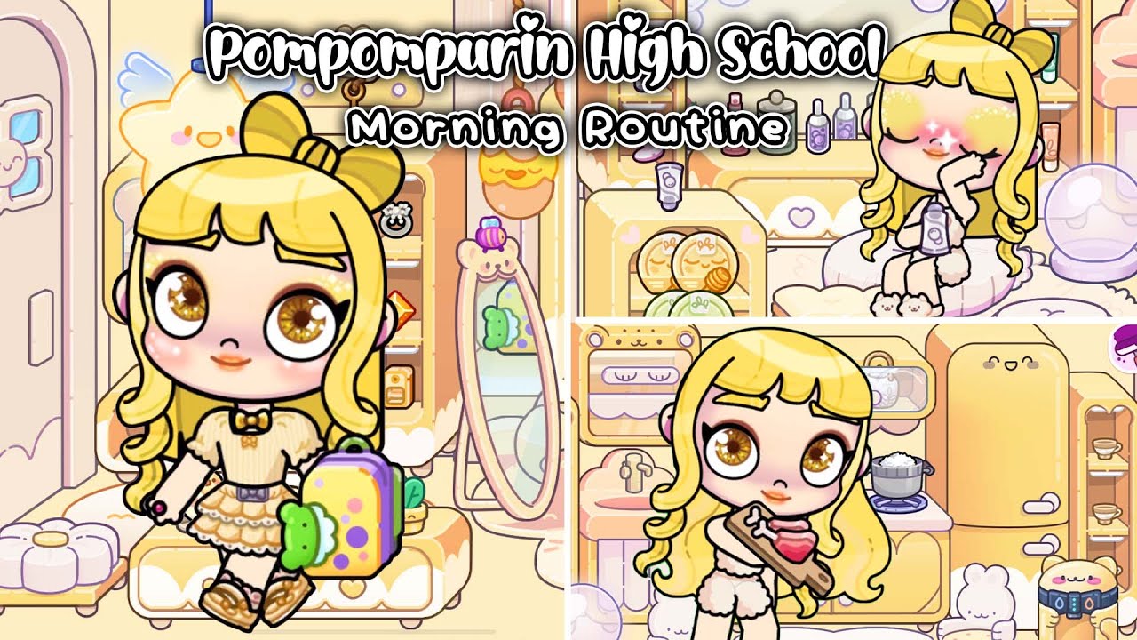 POMPOMPURIN High School Morning Routine💛| Avatar World | Pazu