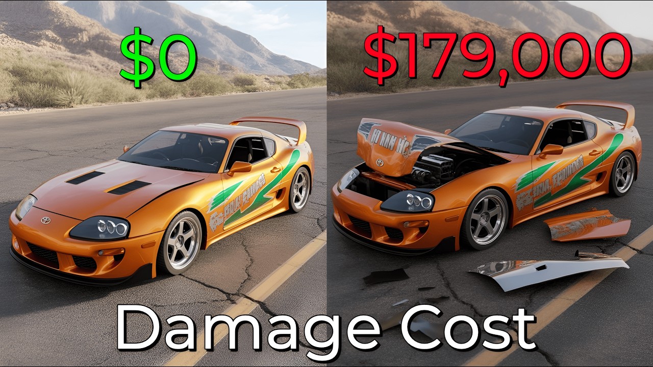Realistic Crashes BeamNG Drive Damage Cost Toyota Supra mk4 | Epic Wallet Survival