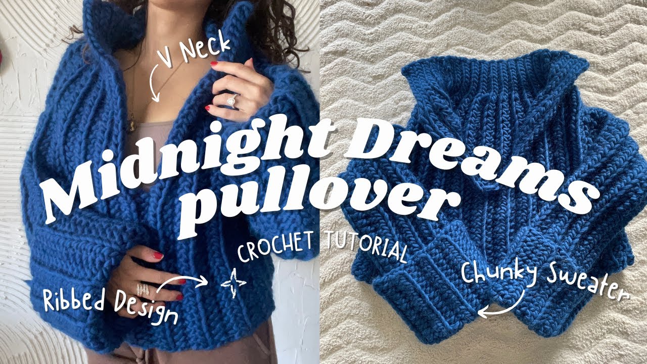 The perfect CROCHET pullover for winter / Freeform crochet v neck sweater / Beginner TUTORIAL