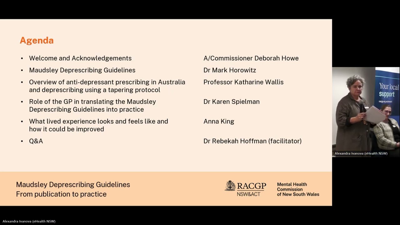 Maudsley Deprescribing Guidelines   from publication to practice panel discussion