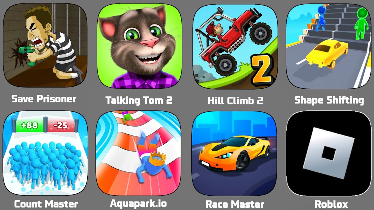 Roblox,Count Master,Hill Climb 2,Race Master,Aquapark.io,Huggy Story,Freak Stan,Shape Shifting