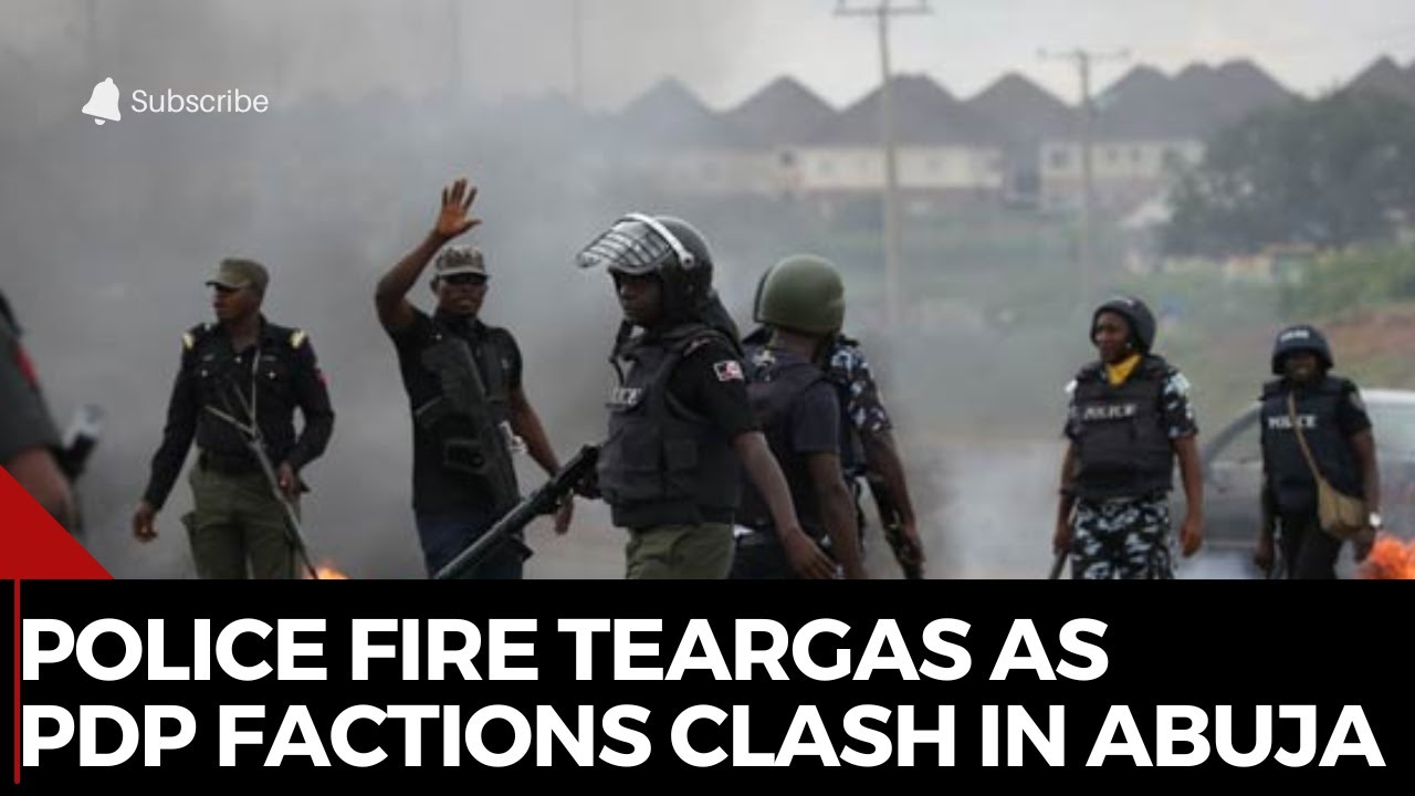 Tension at PDP Secretariat: Teargas Fired as Makinde & Bala Mohammed Arrive Wadata Plaza