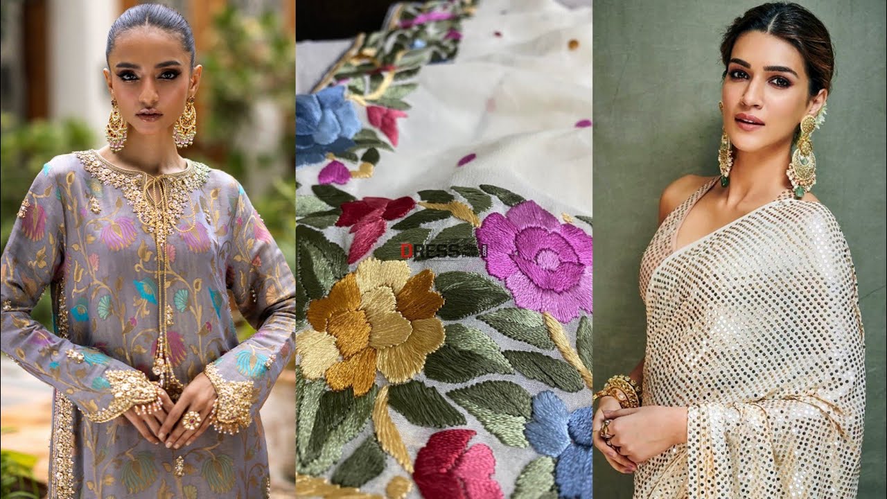 Handcrafted Parsi Gara & Kamdani Suit saari | Pure Atlas Kimkhab | Wedding Dresses 2024