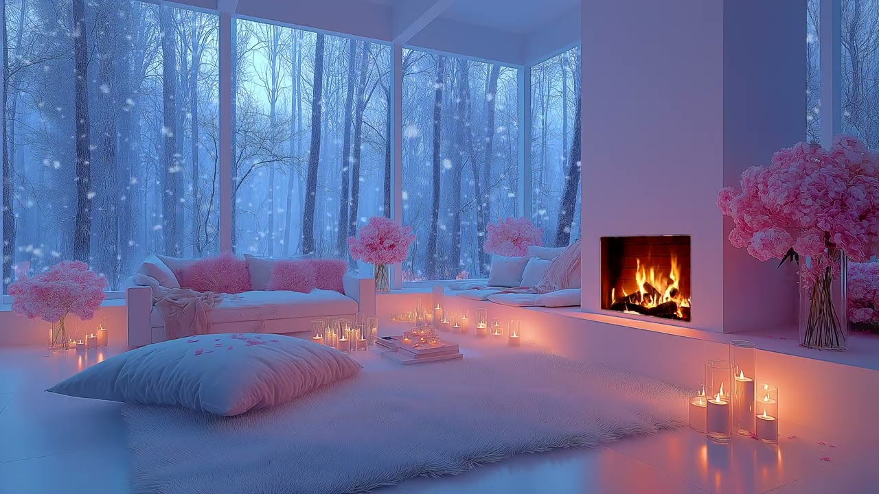 🔥🎼 Cozy Winter Piano Lounge | Calming Fireplace Crackle for Study, Work, Relaxation & Sleep