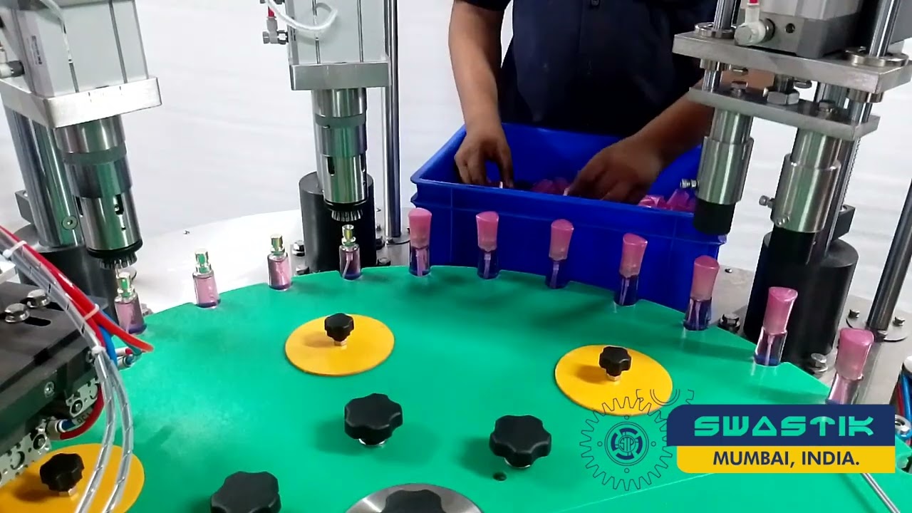 Swastik's Semi Auto 15m 20ml Perfume Filling Crimping & Collar Fitting Machine
