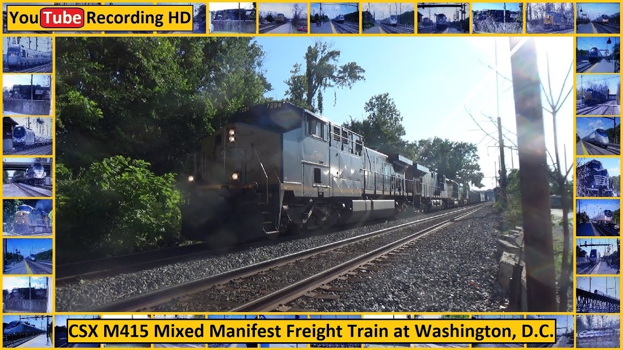 CSX M415 Mixed Manifest Freight Train at Washington, D.C. - YouTube Recording HD