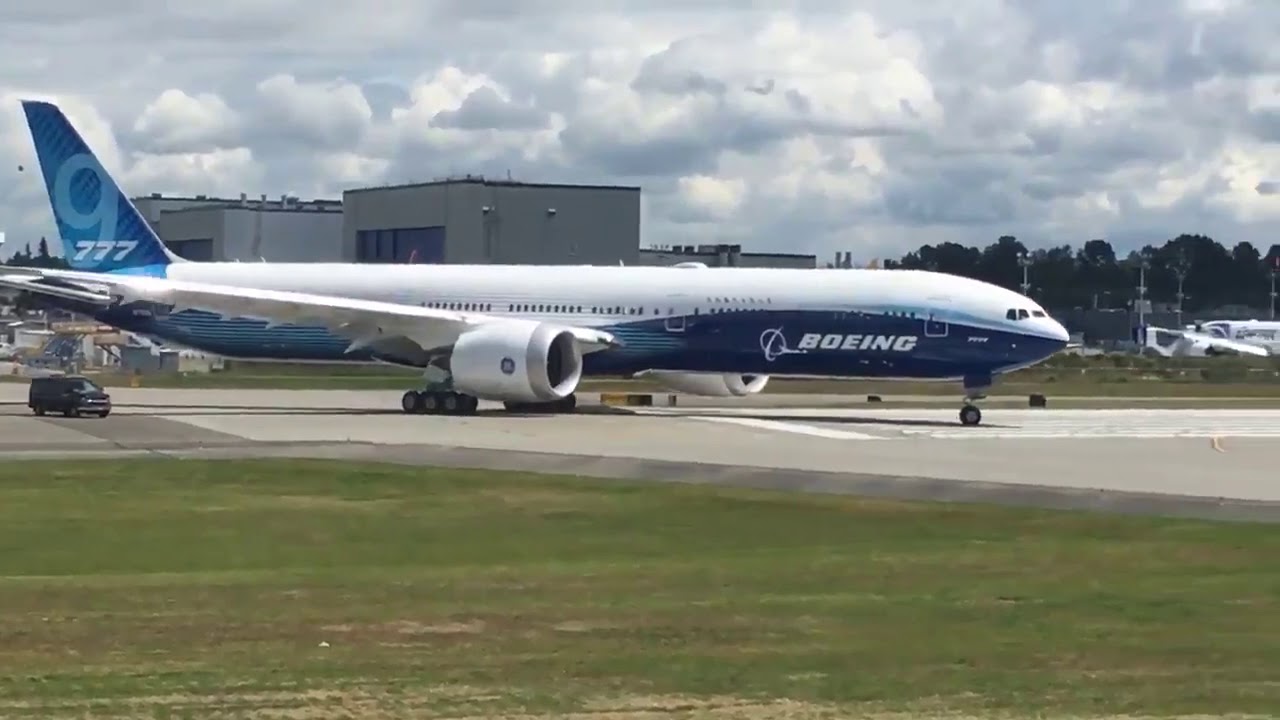 BOEING 777X FIRST TAXI TEST IN EVERETT, SEATTLE