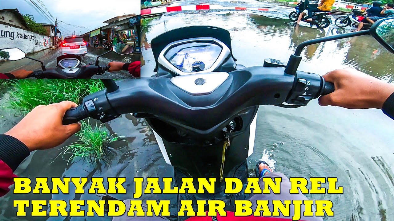 MOTORIDE HABIS HUJAN DERAS, JALAN DAN PERLINTASAN TERENDAM BANJIR DI JAKARTA